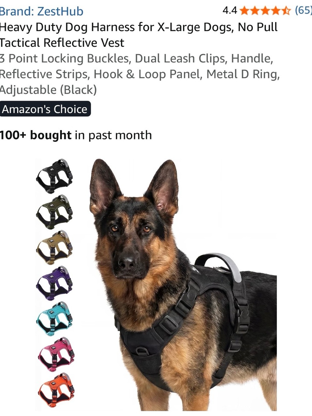 Heavy Duty No-Pull Dog Harness - Black